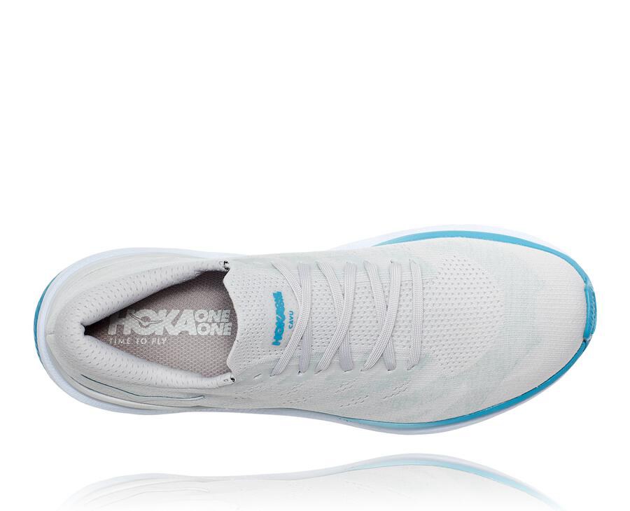 Running Shoes Mens - Hoka One One Cavu 3 - White/Blue - PEMGUHD-63